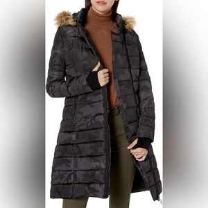 NWT Nanette Lepore Women's Long Asymmetric Puffer Coat with Hood